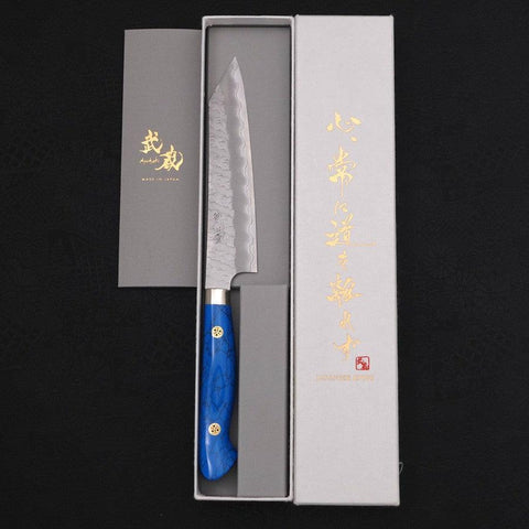 Kiritsuke Petty SG-2 Tsuchime Turquoise Blue Handle 150mm-SG-2-Tsuchime-Western Handle-[Musashi]-[Japanese-Kitchen-Knives]