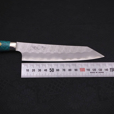 Kiritsuke Petty SG-2 Tsuchime Turquoise Green Handle 150mm-SG-2-Tsuchime-Western Handle-[Musashi]-[Japanese-Kitchen-Knives]