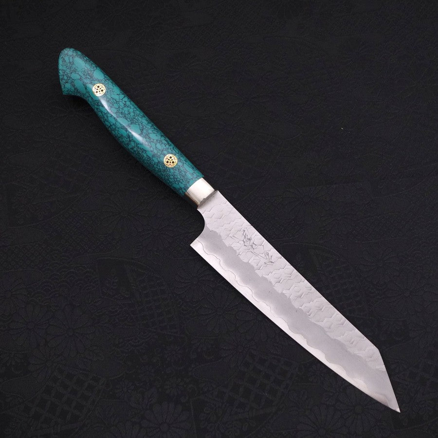 Kiritsuke Petty SG-2 Tsuchime Turquoise Green Handle 150mm-SG-2-Tsuchime-Western Handle-[Musashi]-[Japanese-Kitchen-Knives]