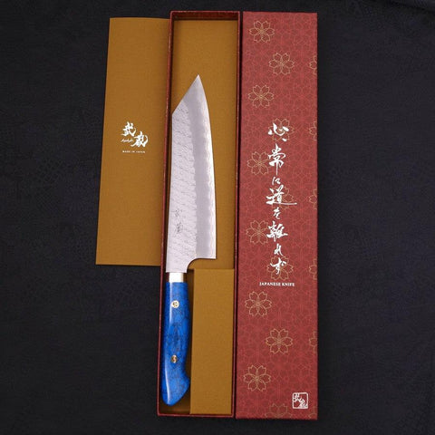 Kiritsuke SG-2 Tsuchime Turquoise Blue Handle 200mm-SG-2-Tsuchime-Western Handle-[Musashi]-[Japanese-Kitchen-Knives]