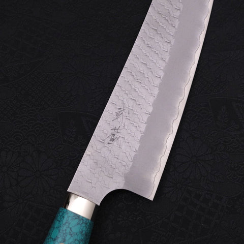 Kiritsuke SG-2 Tsuchime Turquoise Green Handle 200mm-SG-2-Tsuchime-Western Handle-[Musashi]-[Japanese-Kitchen-Knives]