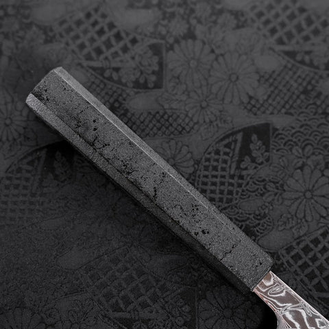 Kiritsuke SLD Wave Nickel Damascus Black Ishime Urushi Handle 210mm-SLD-Damascus-Japanese Handle-[Musashi]-[Japanese-Kitchen-Knives]