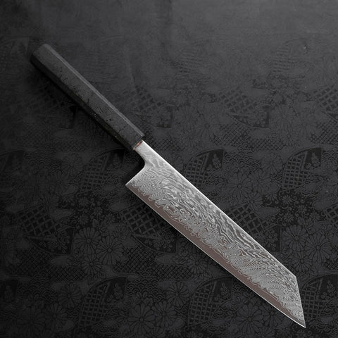 Kiritsuke SLD Wave Nickel Damascus Black Ishime Urushi Handle 210mm-SLD-Damascus-Japanese Handle-[Musashi]-[Japanese-Kitchen-Knives]