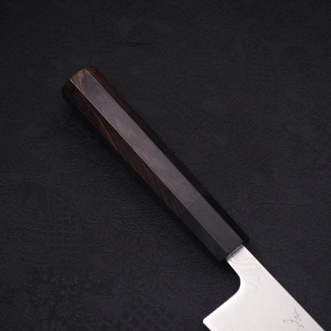 Kiritsuke SLD Wave Nickel Damascus Buffalo Ebony Handle 210mm-SLD-Damascus-Japanese Handle-[Musashi]-[Japanese-Kitchen-Knives]