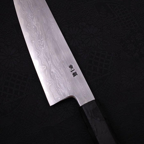 Kiritsuke Santoku Blue steel #1 Suminagashi Black Ishime Handle 170mm-Blue steel #1-Suminagashi-Japanese Handle-[Musashi]-[Japanese-Kitchen-Knives]