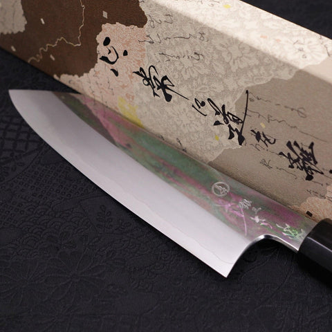 Kiritsuke Santoku Silver Steel #3 Mirror Buffalo Ebony Handle 180mm-[Musashi]-[Japanese-Kitchen-Knives]