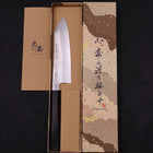 Kiritsuke Santoku Silver Steel #3 Mirror Buffalo Ebony Handle 180mm-[Musashi]-[Japanese-Kitchen-Knives]