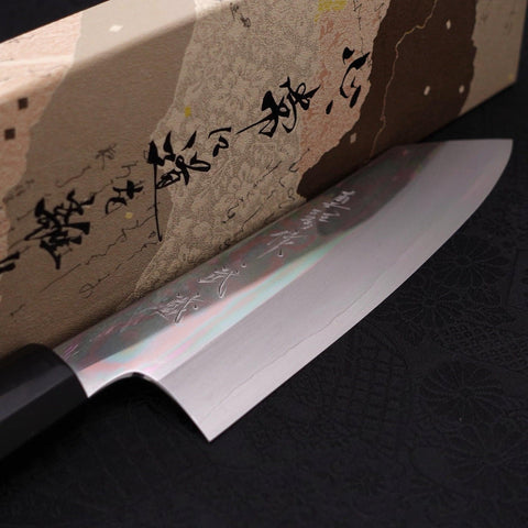 Kiritsuke Santoku Silver Steel #3 Mirror Buffalo Ebony Handle 180mm-Silver steel #3-Mirror-Japanese Handle-[Musashi]-[Japanese-Kitchen-Knives]