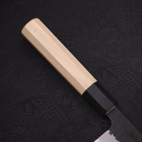 Kiritsuke Stainless Clad Blue Super Kurouchi Tsuchime Buffalo Magnolia Handle 240mm-Blue Super-Kurouchi-Japanese Handle-[Musashi]-[Japanese-Kitchen-Knives]