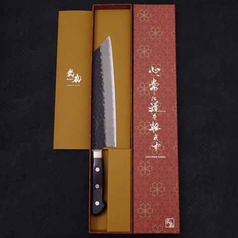 Kiritsuke Stainless Clad Blue Super Kurouchi Tsuchime Western Handle 210mm-Blue Super-Kurouchi-Western Handle-[Musashi]-[Japanese-Kitchen-Knives]