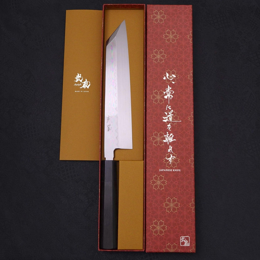 切付 片刃 白本焼 鏡面 黒檀水牛柄 240mm – MUSASHI