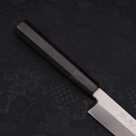 Kiritsuke Yanagiba Silver Steel #3 Kasumi Buffalo Ebony Handle 240mm-Silver steel #3-Polished-Japanese Handle-[Musashi]-[Japanese-Kitchen-Knives]