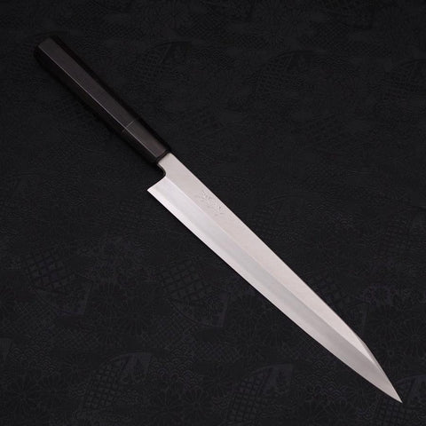 Kiritsuke Yanagiba Silver Steel #3 Kasumi Buffalo Ebony Handle 240mm-Silver steel #3-Polished-Japanese Handle-[Musashi]-[Japanese-Kitchen-Knives]