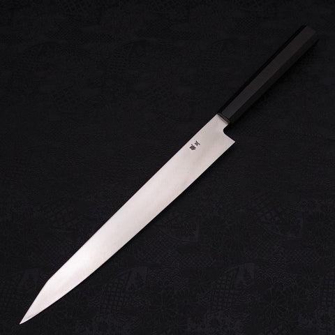 Kiritsuke Yanagiba Silver Steel #3 Polished Buffalo Ebony Handle 270mm-Silver steel #3-Polished-Japanese Handle-[Musashi]-[Japanese-Kitchen-Knives]