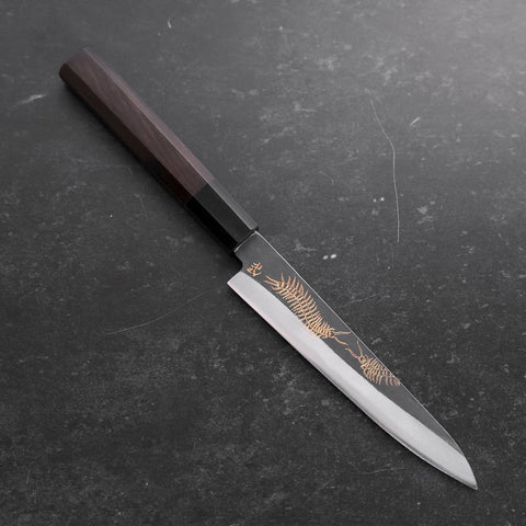 Koyanagi Blue steel #1 Kurouchi Chokin Centipede Buffalo Ebony Handle 150mm-[Musashi]-[Japanese-Kitchen-Knives]