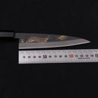 Koyanagi Blue steel #2 Kurouchi Chokin Centipede Buffalo Ebony Handle 135mm-Blue steel #2-Kurouchi-Japanese Handle-[Musashi]-[Japanese-Kitchen-Knives]