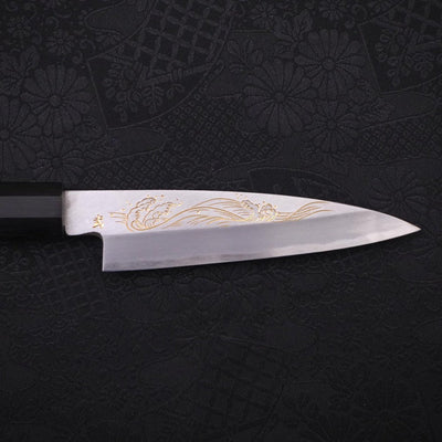 Koyanagi White steel #2 Kasumi Chokin Nami Buffalo Ebony Handle 110mm-White steel #2-Kasumi-Japanese Handle-[Musashi]-[Japanese-Kitchen-Knives]