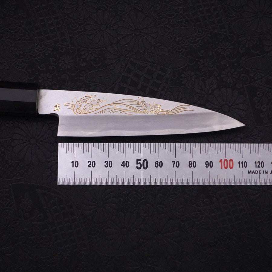 Koyanagi White steel #2 Kasumi Chokin Nami Buffalo Ebony Handle 110mm-White steel #2-Kasumi-Japanese Handle-[Musashi]-[Japanese-Kitchen-Knives]