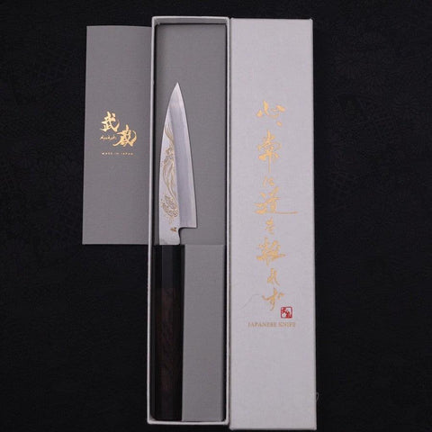 Koyanagi White steel #2 Kasumi Chokin Nami Buffalo Ebony Handle 110mm-White steel #2-Kasumi-Japanese Handle-[Musashi]-[Japanese-Kitchen-Knives]