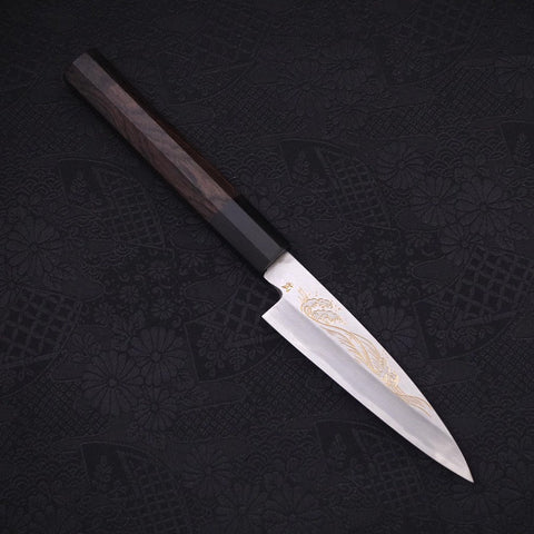 Koyanagi White steel #2 Kasumi Chokin Nami Buffalo Ebony Handle 110mm-White steel #2-Kasumi-Japanese Handle-[Musashi]-[Japanese-Kitchen-Knives]