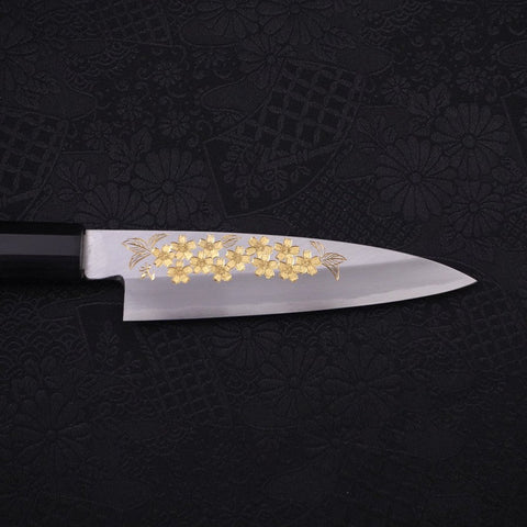 Koyanagi White steel #2 Kasumi Chokin Sakura Buffalo Ebony Handle 110mm-White steel #2-Kasumi-Japanese Handle-[Musashi]-[Japanese-Kitchen-Knives]