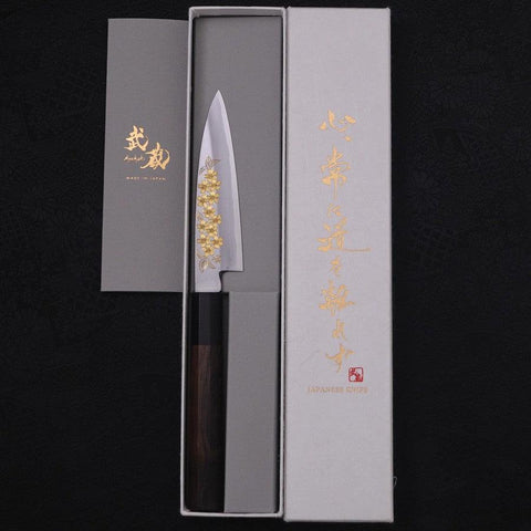 Koyanagi White steel #2 Kasumi Chokin Sakura Buffalo Ebony Handle 110mm-White steel #2-Kasumi-Japanese Handle-[Musashi]-[Japanese-Kitchen-Knives]