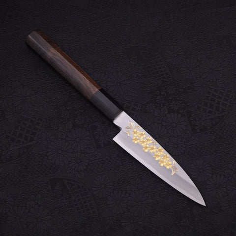 Koyanagi White steel #2 Kasumi Chokin Sakura Buffalo Ebony Handle 110mm-White steel #2-Kasumi-Japanese Handle-[Musashi]-[Japanese-Kitchen-Knives]