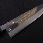 Koyanagi White steel #2 Kurouchi Chokin Peacock Feathers Buffalo Ebony Handle 135mm-White steel #2-Kurouchi-Japanese Handle-[Musashi]-[Japanese-Kitchen-Knives]