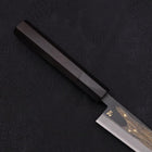 Koyanagi White steel #2 Kurouchi Chokin Peacock Feathers Buffalo Ebony Handle 135mm-White steel #2-Kurouchi-Japanese Handle-[Musashi]-[Japanese-Kitchen-Knives]