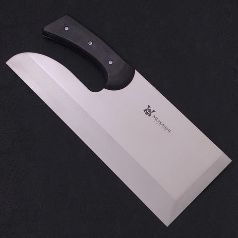 Menkiri (Noodle Knife) Molybdenum Polished Black wood Handle 330mm-Molybdenum-Polished-Western Handle-[Musashi]-[Japanese-Kitchen-Knives]