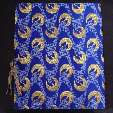 Musashi Japanese Style Kitchen Knife Roll Blue Cranes 4 Pockets Handmade-[Musashi]-[Japanese-Kitchen-Knives]