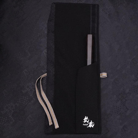 Musashi Japanese Style Kitchen Knife Roll Flower Black 1 Pocket Handmade-[Musashi]-[Japanese-Kitchen-Knives]