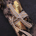 Musashi Japanese Style Kitchen Knife Roll Gold Sakura&Fan 4 Pockets Handmade-[Musashi]-[Japanese-Kitchen-Knives]