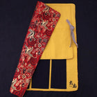 Musashi Japanese Style Kitchen Knife Roll Red Dragon Tiger 4 Pockets Handmade-[Musashi]-[Japanese-Kitchen-Knives]