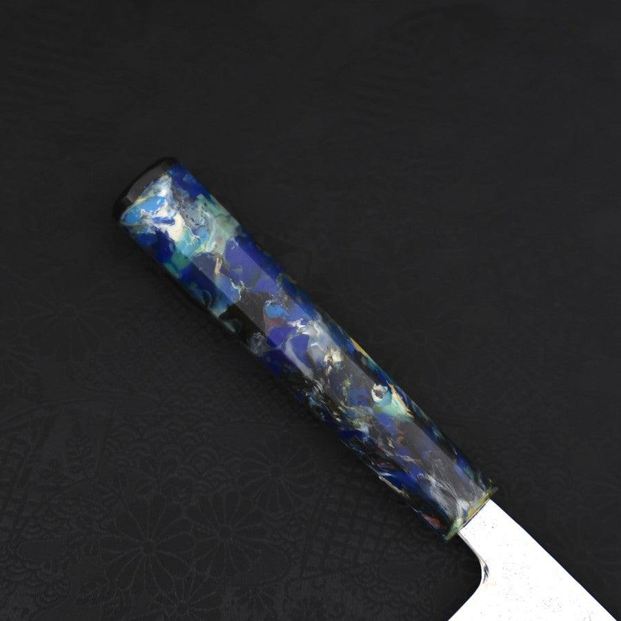 Nakiri AUS-10 Nashiji Damascus Ocean Fireworks Handle 165mm-AUS-10-Damascus-Ocean Handle-[Musashi]-[Japanese-Kitchen-Knives]