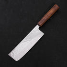 Nakiri AUS-10 Nashiji Damascus Sumi Urushi Handle 165mm-AUS-10-Damascus-Japanese Handle-[Musashi]-[Japanese-Kitchen-Knives]