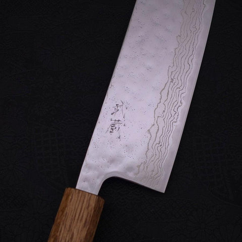 Nakiri AUS-10 Nashiji Damascus Yaki Urushi Handle 165mm-AUS-10-Damascus-Japanese Handle-[Musashi]-[Japanese-Kitchen-Knives]