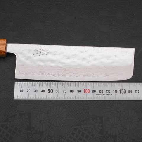 Nakiri AUS-10 Nashiji Damascus Yaki Urushi Handle 165mm-AUS-10-Damascus-Japanese Handle-[Musashi]-[Japanese-Kitchen-Knives]