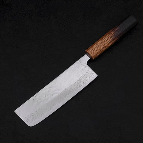 Nakiri AUS-10 Nashiji Damascus Yaki Urushi Handle 165mm-[Musashi]-[Japanese-Kitchen-Knives]