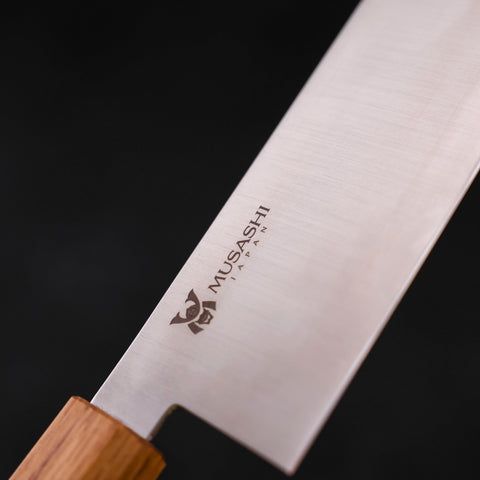 Nakiri AUS-10 Polished Oak Handle 165mm-AUS-10-Polished-Japanese Handle-[Musashi]-[Japanese-Kitchen-Knives]