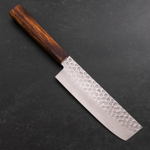 Nakiri AUS-10 Tsuchime Damascus Sumi Urushi Handle 165mm-[Musashi]-[Japanese-Kitchen-Knives]