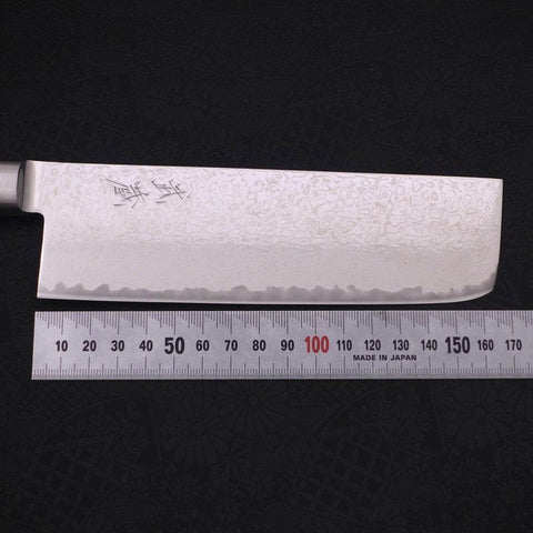 Nakiri AUS-10 Wave Damascus Western Red Handle 165mm-AUS-10-Damascus-Western Handle-[Musashi]-[Japanese-Kitchen-Knives]