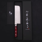 Nakiri AUS-10 Wave Damascus Western Red Handle 165mm-AUS-10-Damascus-Western Handle-[Musashi]-[Japanese-Kitchen-Knives]