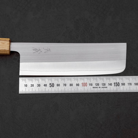 Nakiri AUS-8 Polished Oak Handle 165mm-AUS-8-Polished-OakHandle-[Musashi]-[Japanese-Kitchen-Knives]