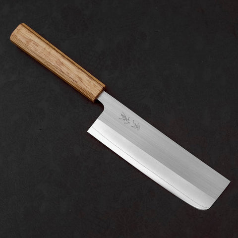 Nakiri AUS-8 Polished Oak Handle 165mm-AUS-8-Polished-OakHandle-[Musashi]-[Japanese-Kitchen-Knives]