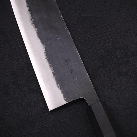 Nakiri Blue Super Kurouchi Buffalo Ebony Handle 165mm-Blue Super-Kurouchi-Japanese Handle-[Musashi]-[Japanese-Kitchen-Knives]