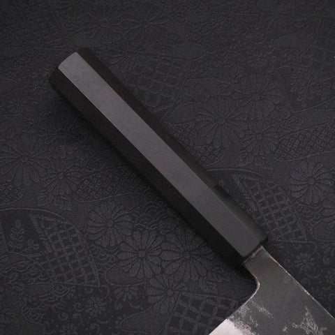 Nakiri Blue Super Kurouchi Buffalo Ebony Handle 165mm-Blue Super-Kurouchi-Japanese Handle-[Musashi]-[Japanese-Kitchen-Knives]