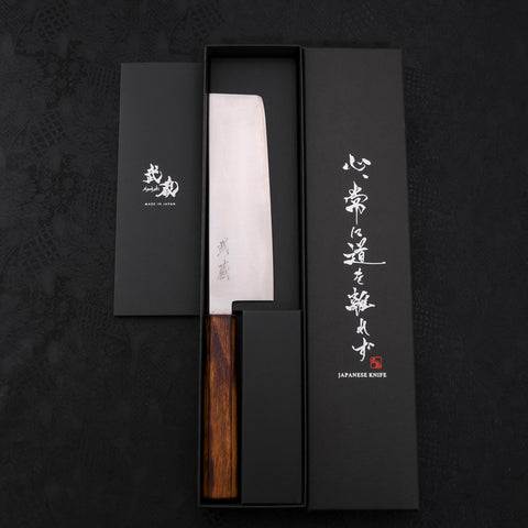 Nakiri Blue Super Polished Sumi Urushi Handle 165mm-Blue Super-Polished-Japanese Handle-[Musashi]-[Japanese-Kitchen-Knives]