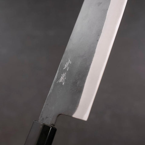 Nakiri Blue steel #1 Stainless Clad Kurouchi Buffalo Magnolia Handle 165mm-[Musashi]-[Japanese-Kitchen-Knives]