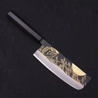 Nakiri Blue steel #2 Kurouchi Chokin Kappa Fishing Focus Buffalo Ebony Handle 165mm-Blue steel #2-Kurouchi-Japanese Handle-[Musashi]-[Japanese-Kitchen-Knives]